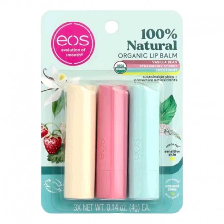 EOS Protector Labial Organico 100% Natural Trio